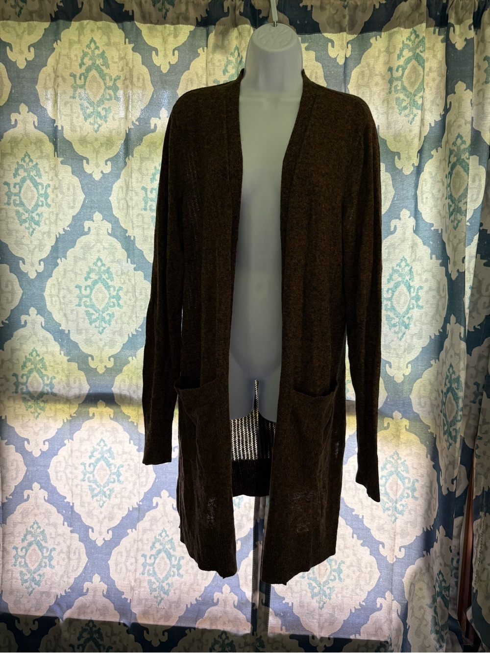 Maurice’s Brown Open Front Pointelle Cardigan Duster Sweater XL  90’s